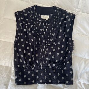 Anthropologie wrap tank black with print- worn once.